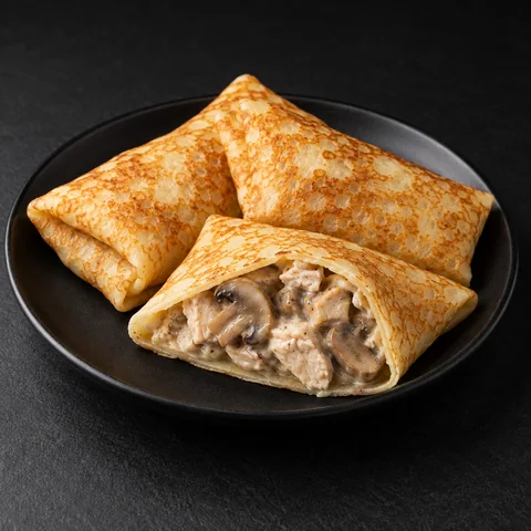 Блинчики с курицей и грибами